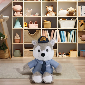 Personnalisable doux coton peluche Police loup poupée peluche jouet maille doublure peluche sac à dos soulagement du Stress Peluche jouets - Product Image 5