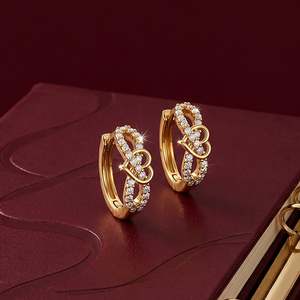 Jeulia 14K Gold Plated Princess Cut <b>Infinity</b> Heart Huggie <b>Earrings</b> - Product Image 4