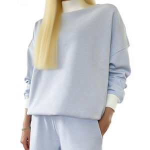 Haut à col montant pour femme, manches longues, tissu extensible doux, chemise à col montant pour un usage quotidien élégant - Product Image 3