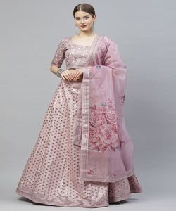 Designer Coton Pleine Séquence Lourde Broderie et Zari Imprimer Lahenga Choli avec Dupatta Réception Porter Vêtement Ethnique Apparelgarment - Product Image 4