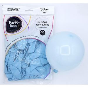 Palloncini in lattice Party Love 30 cm R12 blu pastello biodegradabili 50 pezzi - Product Image 1