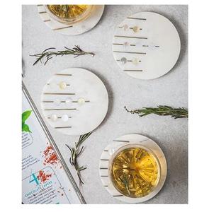 Modern Design <b>Round</b> Marble Stone Coasters <b>Placemats</b> with Decoration Panel New & Chic Mats & Pads - Product Image 3