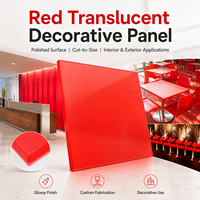 Plaque acrylique PMMA translucide rouge de 3 mm, imperméable, pour comptoir de réception d'hôtel, design moderne, panneau mural extérieur décoratif