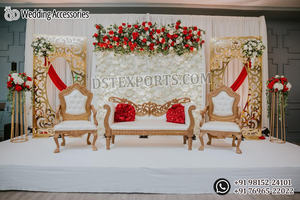 Causeuse et chaises de styliste italien personnalisé, ensemble de meubles de scène de mariage de Style moderne, canapé asiatique en argent - Product Image 5