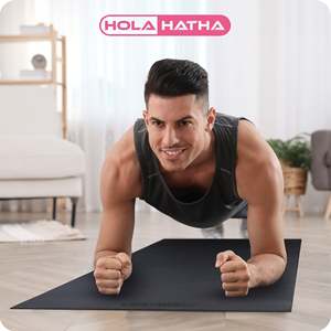 HolaHatha Medium Grey PVC Fitness Mat Lightweight <b>Padded</b> <b>Foam</b> for Workout Custom Logo Portable Gym Yoga Mat - Product Image 6