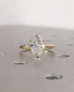 แหวนหมั้นเพชรโมอิสเจียระไนทรงรี925เงินสเตอร์ลิง14K ชุบทองแหวนแต่งงานของขวัญครบรอบ - Product Image 5