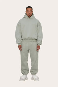 2026 High Quality Custom Logo Label 500gsm Heavyweight <b>Pullover</b> Hoodies 100% Cotton Dropped Shoulders Oversized <b>Men</b> Boxy Hoodie - Product Image 2