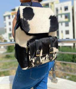 กระเป๋าเป้หนังวัวแท้ขนเฟอร์สีน้ำตาลบนหนังกระเป๋าเป้สะพายหลังเป้สะพายหลังอเนกประสงค์ - Product Image 4