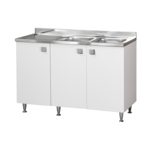 Mobile da Cucina Moderno con Lavello in Acciaio Inox, Piano in Marmo, Ante in Vetro 120x50x87 cm - Product Image 2