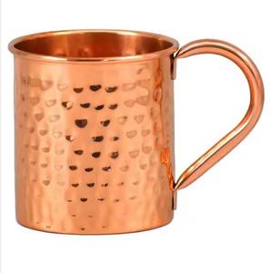 Mug en verre et cuivre artisanal, design martelé gravé, capacité de 300 ml, style européen, vaisselle en métal portable pour l'Ayurveda - Product Image 5