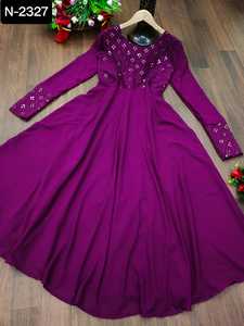 ชุดกาวน์ปักลาย Georgette Anarkali แขนยาวผ้าเรยอนสำหรับผู้หญิงชุดอินเดียปากีสถาน - Product Image 4