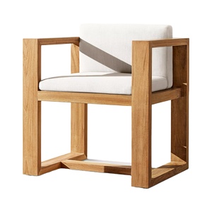 Cómoda Silla de comedor nórdica con marco de madera y cojín a prueba de Sol para interiores y exteriores de comedor - Product Image 1