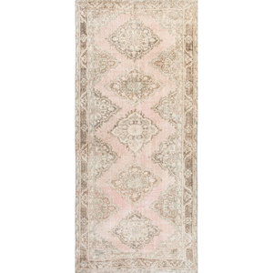 พรมขนสัตว์สีน้ำตาลเบจวินเทจถักมือ รุ่น Pae-974 ลายเมดัลเลียนรูปสี่เหลี่ยมผืนผ้า สำหรับตกแต่งบ้าน ห้องนั่งเล่น ทางเดิน ห้องนอนวัยรุ่น - Product Image 1