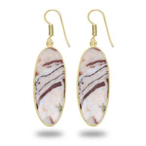 Handcrafted Fine Jewelry <b>Pure</b> Silver Natural Coconut Jasper Gemstone Oval Shape Bezel Setting Wedding Party Gift Gold plated - Product Image 5