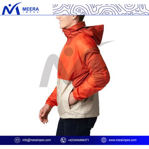 Nouvelle conception, veste coupe-vent imperméable personnalisée pour l'extérieur, veste matelassée, col montant, fermeture éclair, capuche, polyester, randonnée, décontractée, pour homme - Product Image 4