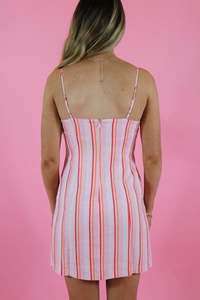 Striped Bodycon Mini Dress Spaghetti Strap Square Neck Sleeveless Summer Casual Breathable Sexy Pink Orange <b>Candy</b> Color Women's - Product Image 2