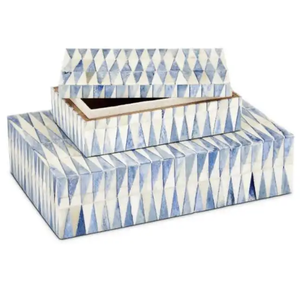 Boîte à mouchoirs en incrustation d'os, décoration de table et accessoires, boîte à mouchoirs en nacre et os, décoration de maison et d'hôtel - Product Image 1