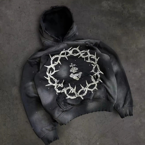 Meilleur prix Pull à capuche en molleton épais en coton pour hommes avec logo personnalisé Streetwear avec impression numérique pour l'hiver - Product Image 1