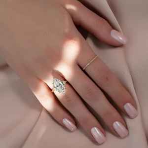 10K/14K/18K Gold Lab Created Marquise Cut Moissanite Classic Three <b>Stone</b> Customized Design Engagement <b>Ring</b> GIA Certificate - Product Image 5
