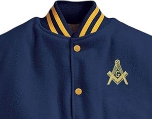 Mason/freemasons Varsity Crest Áo khoác <span class=keywords><strong>2x</strong></span>-lớn tối Hải Quân/ánh sáng vàng. - Product Image 2