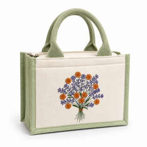 Wildflower Bouquet Canvas <b>Mini</b> Gift <b>Bag</b> Eco-Friendly Handle <b>Tote</b> From Gujarat Priglob Exim - Product Image 1