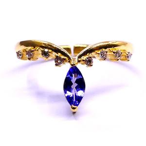 Diseñador 925 plata esterlina chapado en oro compromiso desgaste tanzanita piedra preciosa moda dedo anillo de diamante - Product Image 4