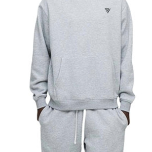 <b>Oversized</b> Fleece Tracksuit Set Unisex tracksuit and Drawstring <b>Sweatpants</b> in Solid Light Color for Casual Streetwear - Product Image 3