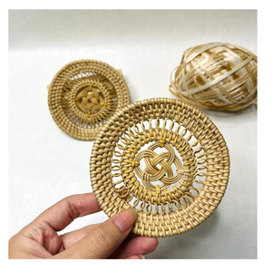 Natural <b>Rattan</b> <b>Placemat</b> With Round Woven Design, Handmade By Artisans, Eco Friendly Dining Table Decoration - Product Image 2