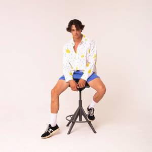 Soft Breathable <b>Linen</b>/Cotton Set (Shirt Shorts/Pant) Men Street-Style Summer Loungewear Printed | 300g Woven Fabric Seamless - Product Image 6