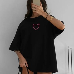 เสื้อยืดแขนสั้นผ้าคอตตอนแท้สำหรับผู้หญิงดีไซน์โดดเด่นทรงหลวมอเนกประสงค์ใหม่ฤดูร้อน - Product Image 6