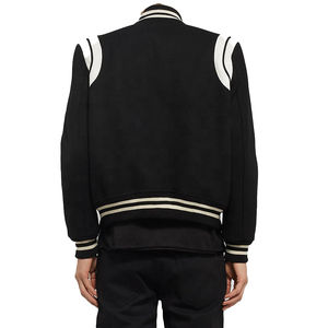 2024 veste de baseball pour hommes personnalisée bombardier d'hiver noir avec motif décoration cuir conception sur mesure - Product Image 3