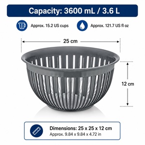 Transparent PP <b>Plastic</b> Non-Toxic Dishwasher Safe Eco-Friendly Fruit Bowl 3.6L for Salad Vegetable Serving <b>Kitchen</b> and Retail Use - Product Image 2