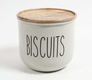 Boîte métallique typographique gris mat avec couvercle en bois Fabricant grossiste vente directe d'usine - Product Image 2