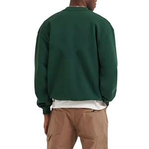 Sudaderas con capucha con parches desgastados Terry de algodón verde oscuro, Sudadera de cuello redondo para hombre, sudadera recortada, sudaderas con capucha boxy fit - Product Image 2