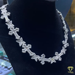 Iced OUT VVS Lab หินหินเพชรที่ปลูกด้วยเงินรูปกางเขน925เงินสเตอร์ลิงเป็นของขวัญการทดสอบเพชรแบบกำหนดเองสำหรับเธอ - Product Image 4