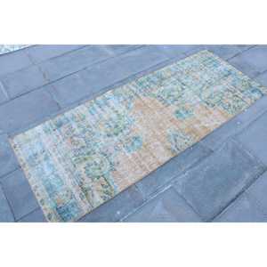 Alfombra Turca Vintage, Alfombra de 2.4x6.3 pies, Alfombra con Bordes Azules y Marrones - Product Image 3