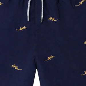 Shorts de bain pour hommes, bleu marine, taille élastique, cordon de serrage, shorts de plage, shorts de piscine d'été - Product Image 3