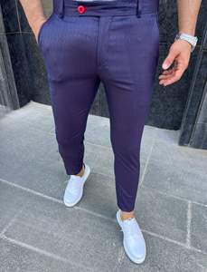 Pantalon Slim Fit pour homme 70% laine 30% polyester avec design élégant de style chino - Product Image 3