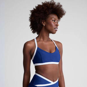 Conjunto de mujer azul de alta exigencia, ropa deportiva atlética, ropa deportiva para gimnasio, sujetador de entrenamiento y mallas, ropa de Yoga, conjunto de 2 piezas para mujer - Product Image 3