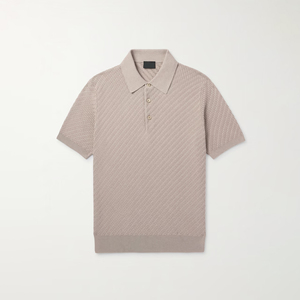 Logotipo personalizado al por mayor 100% algodón tejido Polo hombre prendas de punto manga corta diseño de botones de gama alta Cable pulóver Color sólido - Product Image 1