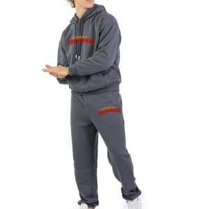 Pantalones Deportivos Unisex con Lavado Ácido Personalizado, Bordados, Acampanados, Traje Deportivo de Invierno, Color Sólido, Antiestático, Algodón Grueso, Sudadera con Capucha y Cordón - Product Image 1