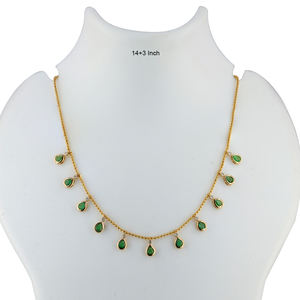 Pierre précieuse émeraude 14k or jaune lunette ensemble diamant naturel boule chaîne goutte collier ras du cou bijoux fins collier pour femmes - Product Image 4