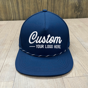 Perforated Laser Cut Hole Hydro <b>Waterproof</b> Golf <b>Hats</b> Flat Bill Baseball Cap Custom PVC Rubber Or Embroidery Logo Sporty Rope - Product Image 2