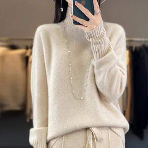 2025 hombres Casual 100% Merino lana Sudadera con capucha pulóver calidad suave Cachemira prendas de punto de gran tamaño liso teñido Jerséis - Product Image 2