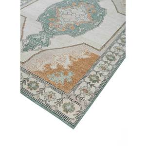 Tapis en laine noué à la main Erbe Ivory Gs-1512 pour entrée, couloir, motif abstrait rectangulaire médaillon, fait main - Product Image 2
