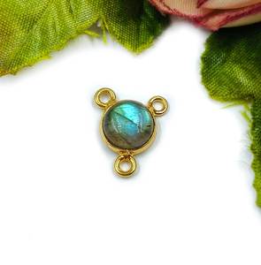 6mm Triple boucle lien charme connecteurs 925 argent Sterling naturel Labradorite Cabochon lunette réglage collier pour les femmes - Product Image 4