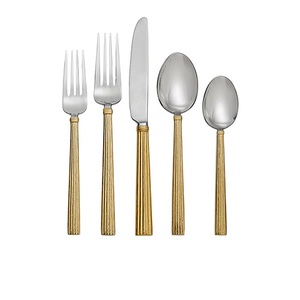 Ensemble de 5 couverts modernes de meilleure qualité avec doublure en laiton Poignée design Meilleur ensemble de couverts pour hôtel en acier inoxydable miroir, acier - Product Image 1