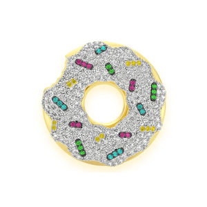 Colgante de Moissanita con Diseño de Donuts, Chapado en Oro de 14K y Rodio, Estilo Hip Hop, Joyería de Plata de Ley, Regalo para Fiestas, Micro, de la Mejor Calidad - Product Image 2