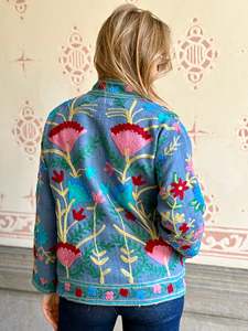 New Trending Unisex Coat for Autumn Ethnic Short Jacket Perfect Uzbek Cotton <b>Velvet</b> Suzani Embroidery Jacket - Product Image 5