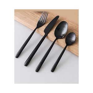 Ensemble de couverts écologiques vintage noir mat en acier inoxydable luxe pour hôtel mariage retour à l'école 100 pièces - Product Image 5